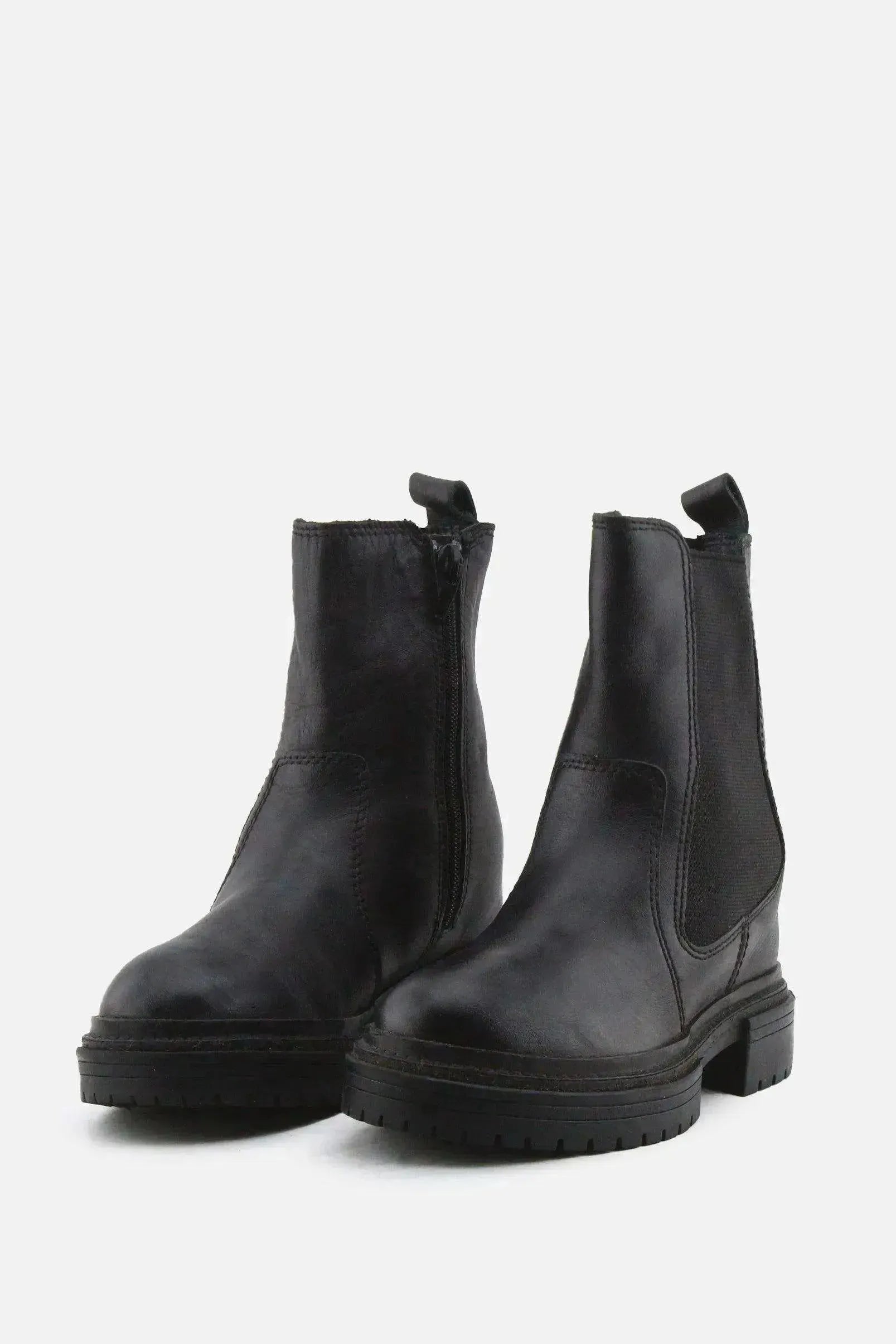 Zara Zipper Stretchable Chelsea Ankle Boots | 100% Authentic Leather - sundaybazar