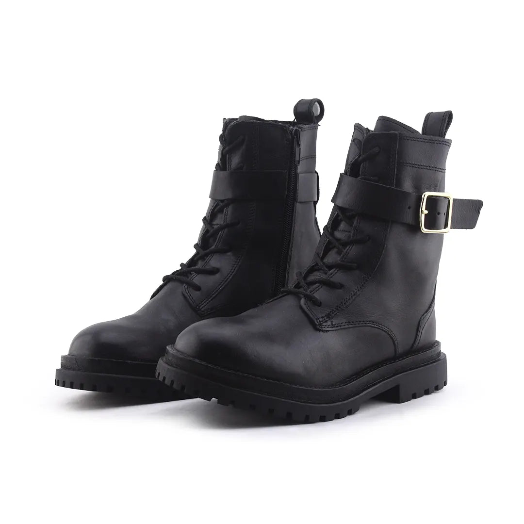 Zara Zipper Lace Up Buckle Strap Ankle Boot | 100% Authentic Leather