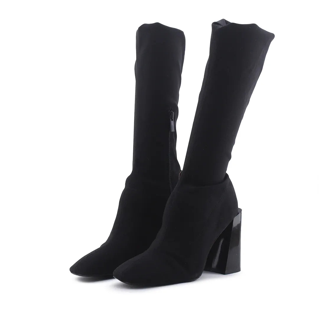 Bershka Zipper Textile Thigh High Boot
