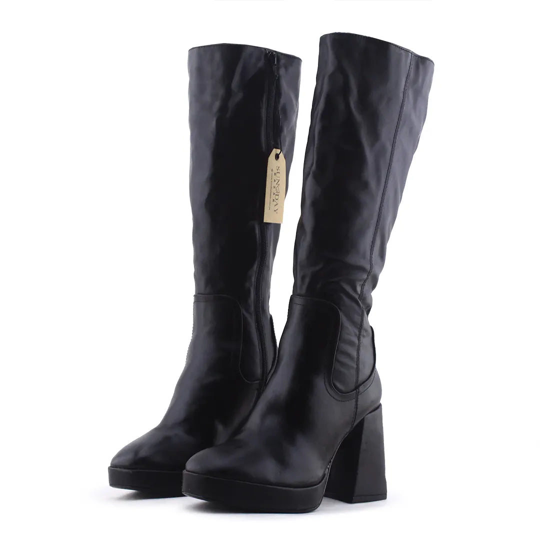 Pull & Bear Zipper Knee High Boot | 100% Authentic Leather