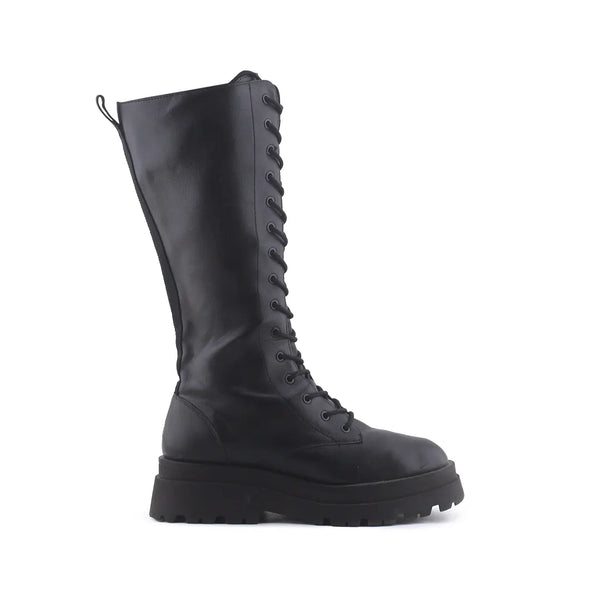 Stradivarius Zipper Lace Up Knee High Boots (100% Authentic Leather)