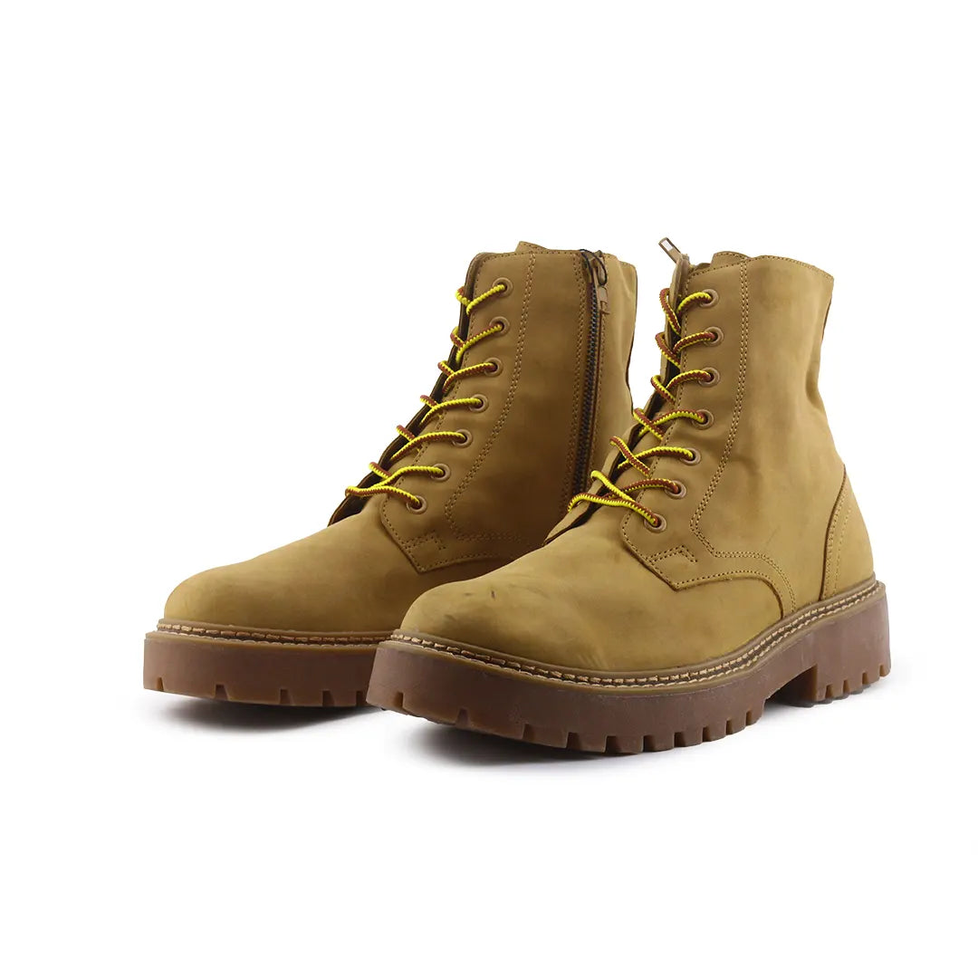 Pull & Bear Zipper Lace Up Combat Ankle Boots (100% Authentic Leather)
