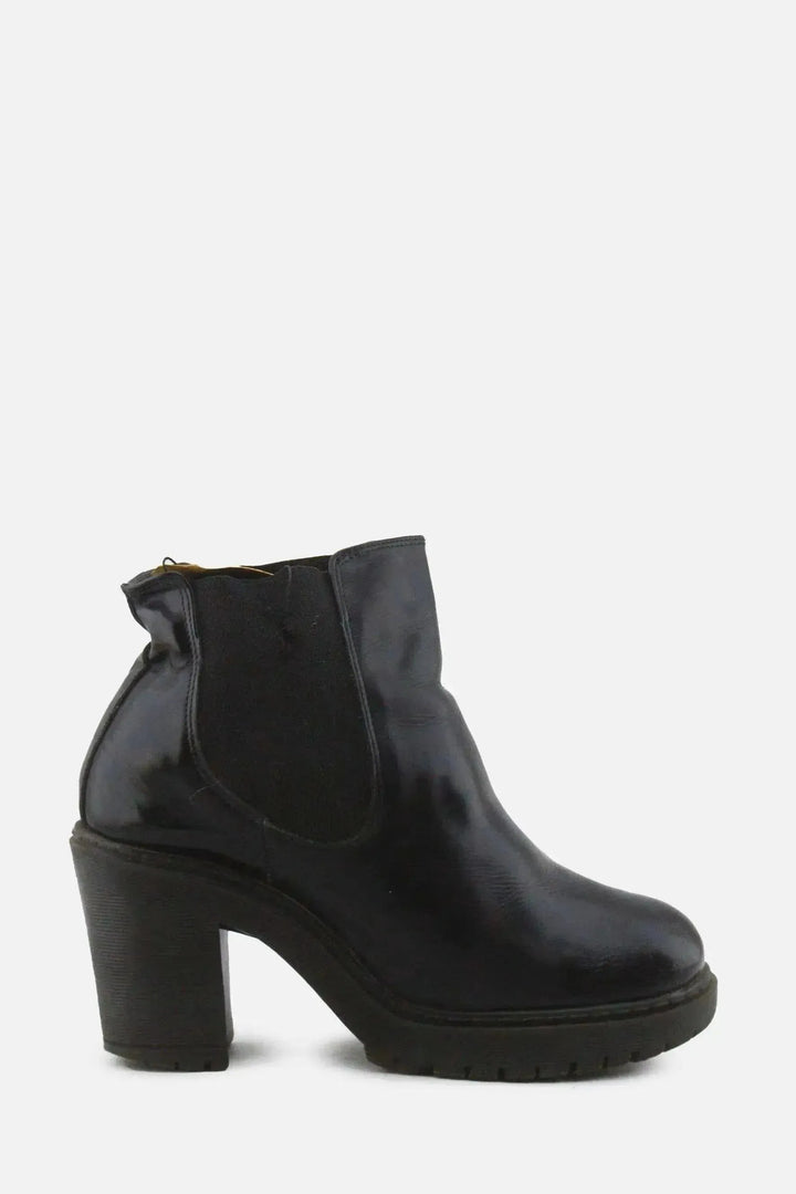 European Brand Stretchable Block Ankle Boots | 100% Authentic Leather - sundaybazar