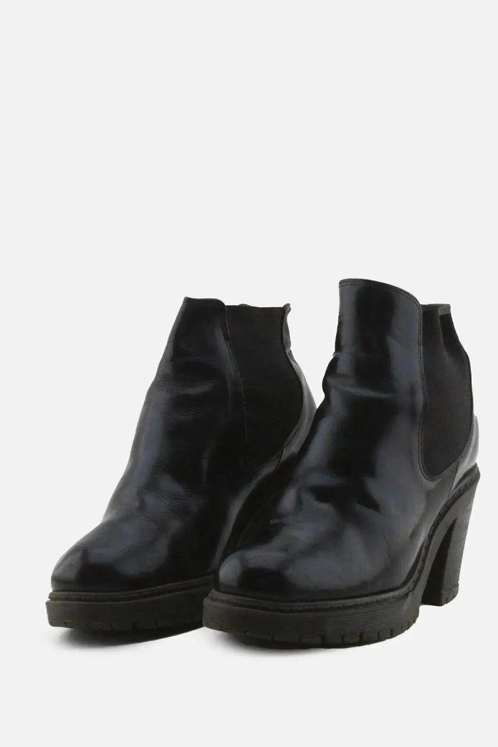 European Brand Stretchable Block Ankle Boots | 100% Authentic Leather - sundaybazar