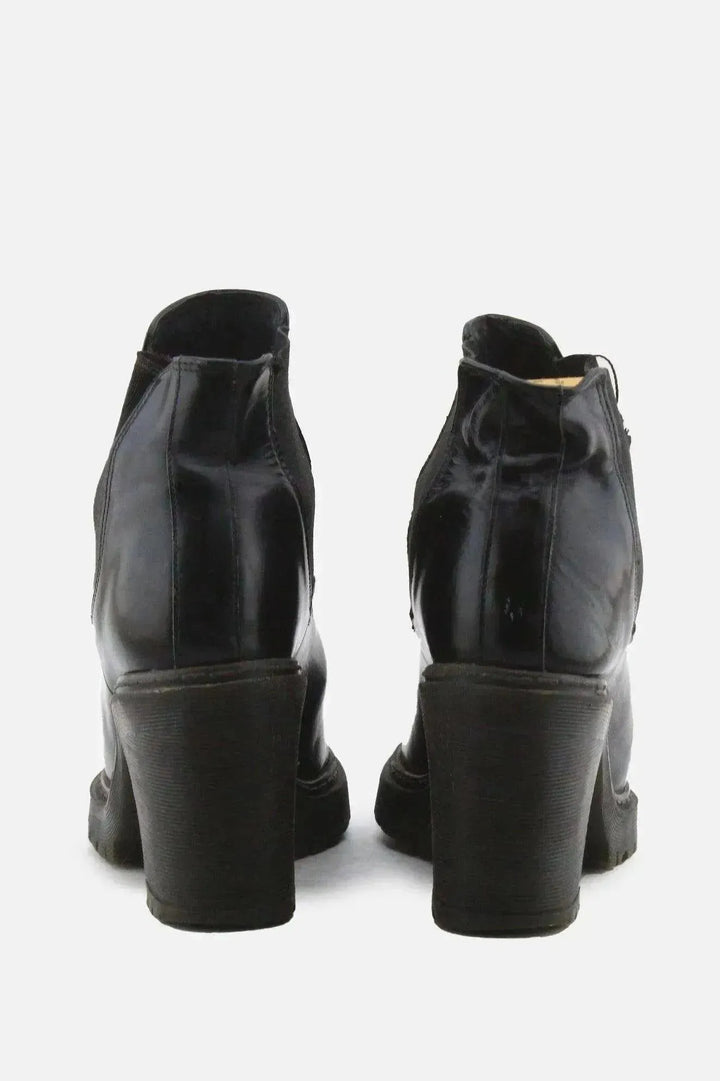 European Brand Stretchable Block Ankle Boots | 100% Authentic Leather - sundaybazar