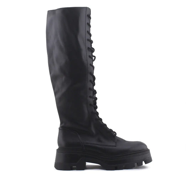 Zara Zipper Lace Up Knee High Boots (100% Authentic Leather)
