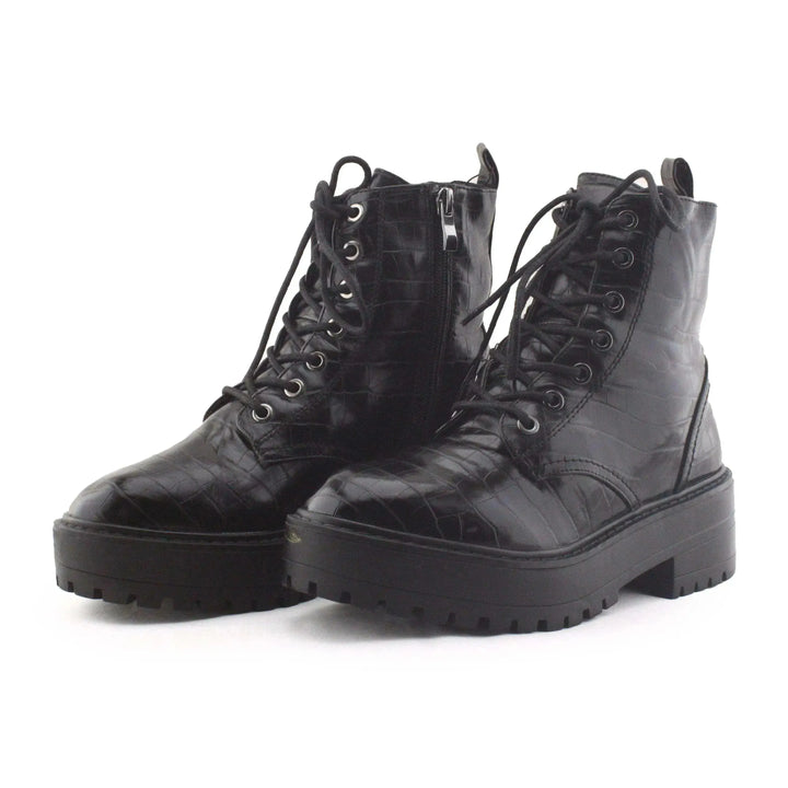 Stradivarius Zipper Laces Combat Boots | 100% Authentic leather - sundaybazar