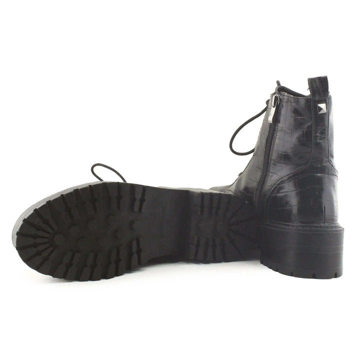 Stradivarius Zipper Laces Combat Boots | 100% Authentic leather - sundaybazar