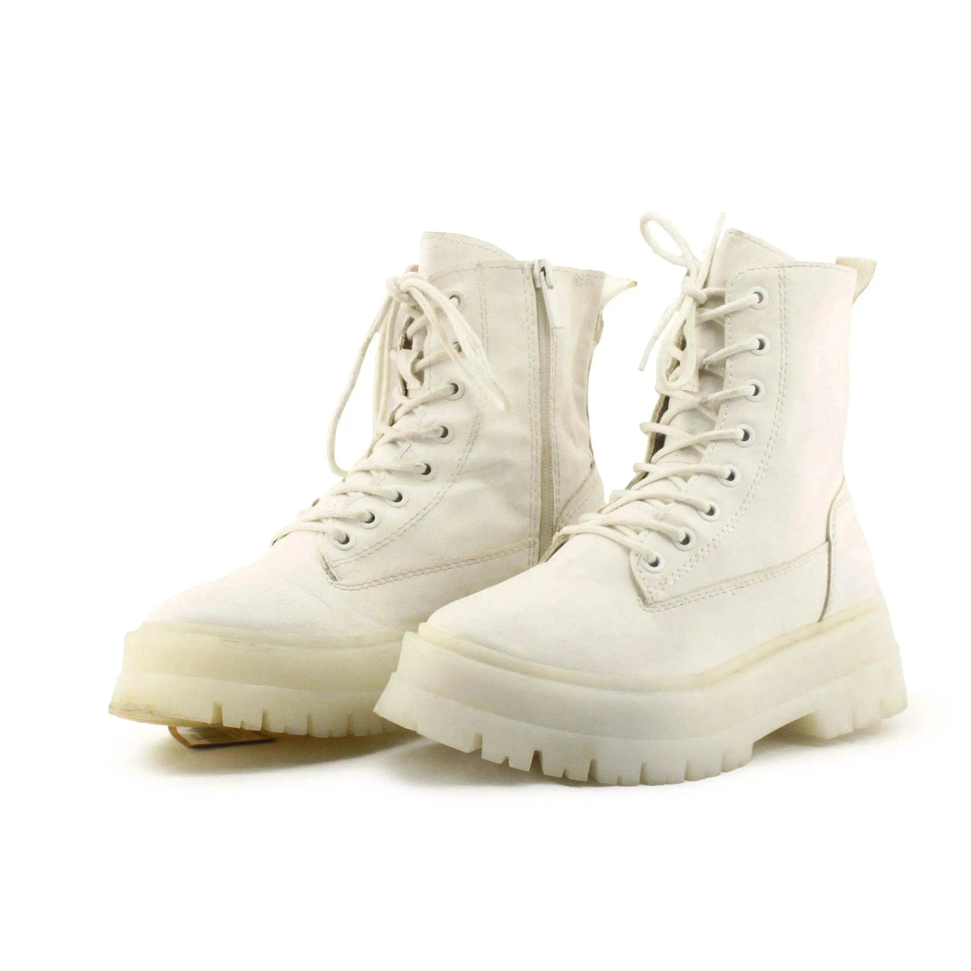 Stradivarius Zipper Laces Combat Boots | 100% Authentic Leather - sundaybazar