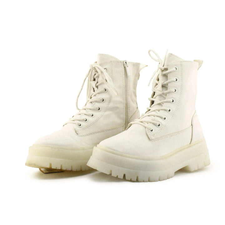 Stradivarius Zipper Laces Combat Boots | 100% Authentic Leather - sundaybazar