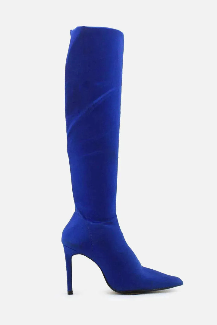 Zara Zipper Stilettos Thigh High Boots | Textile - sundaybazar