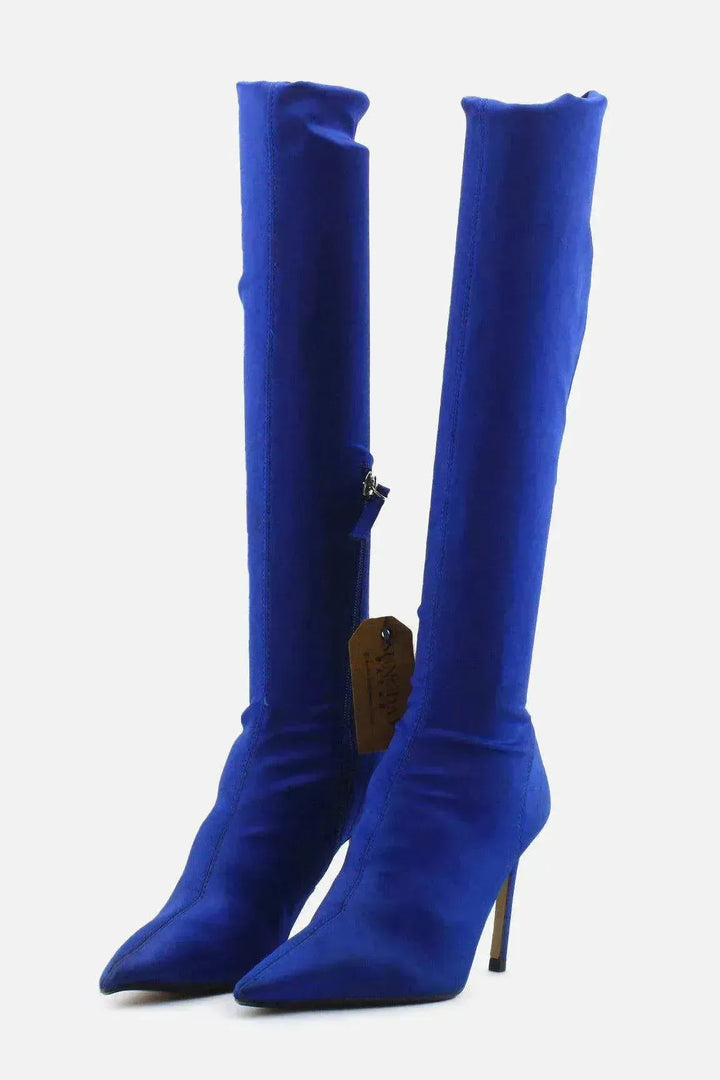 Zara Zipper Stilettos Thigh High Boots | Textile - sundaybazar