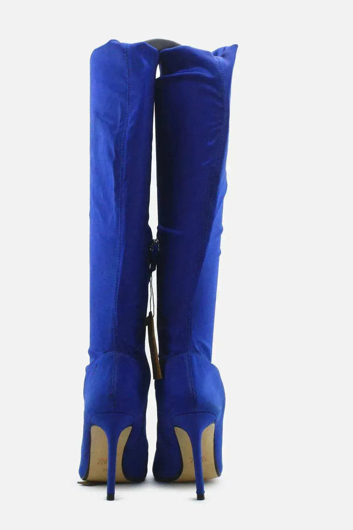 Zara Zipper Stilettos Thigh High Boots | Textile - sundaybazar