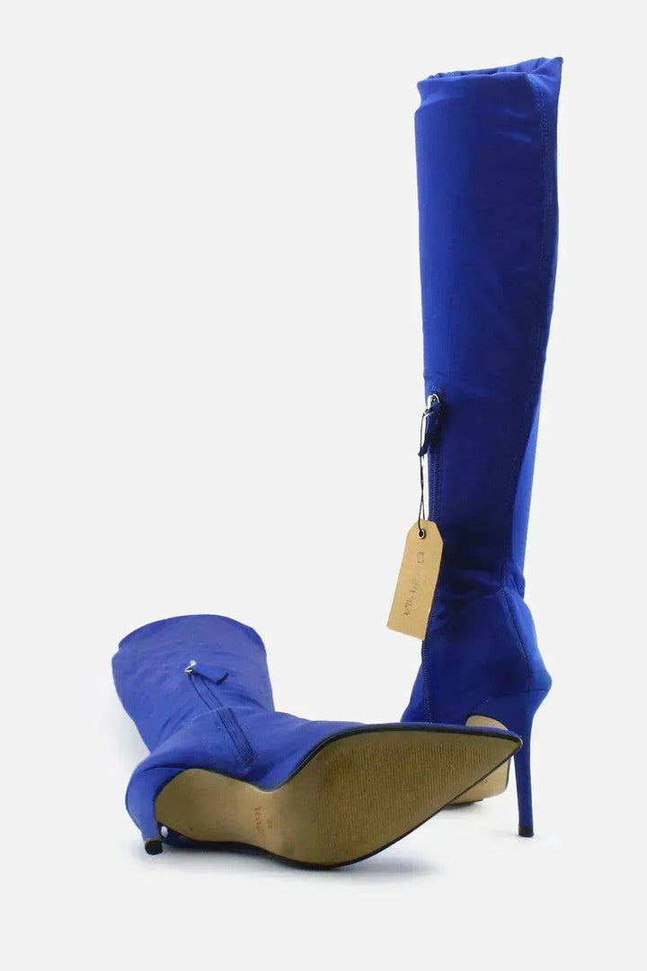 Zara Zipper Stilettos Thigh High Boots | Textile - sundaybazar