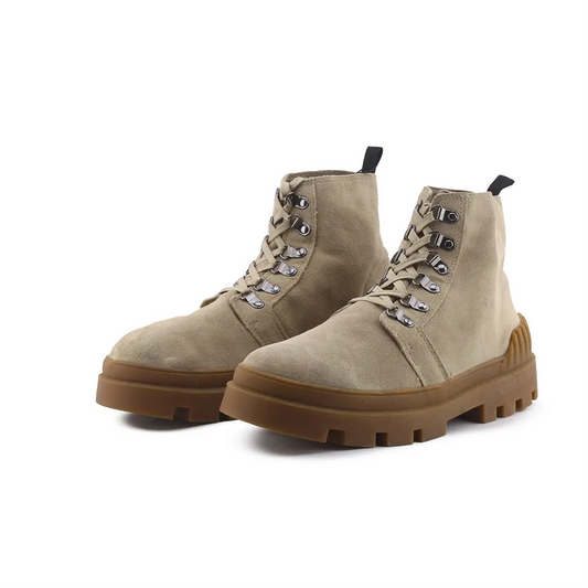 Pull & Bear Lace Up Combat Ankle Boots (Suede)