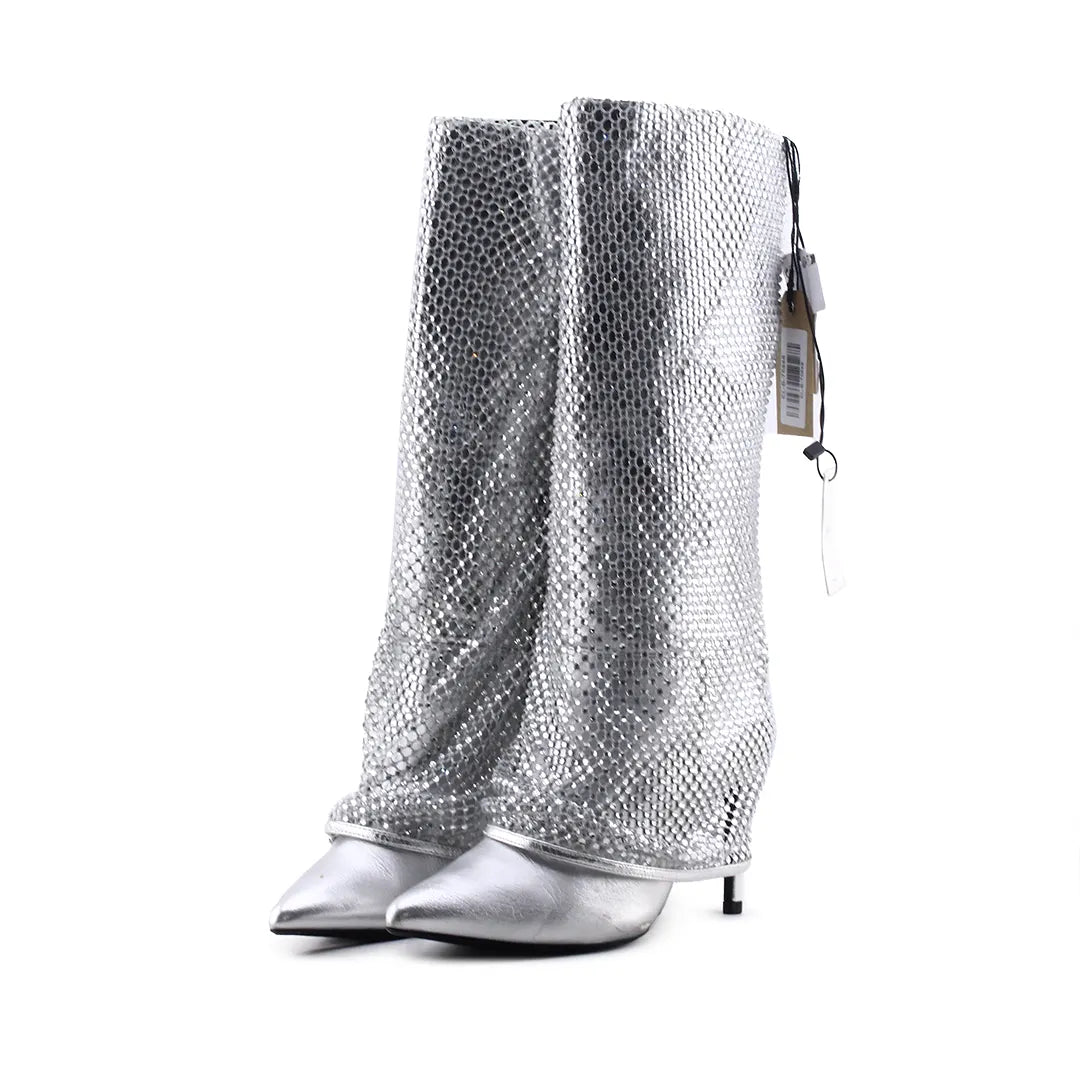 Bershka Zipper Knee High Boot | 100% Authentic Leather