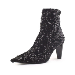 Zara Zipper Block Heels Ankle Boots | Textile - sundaybazar