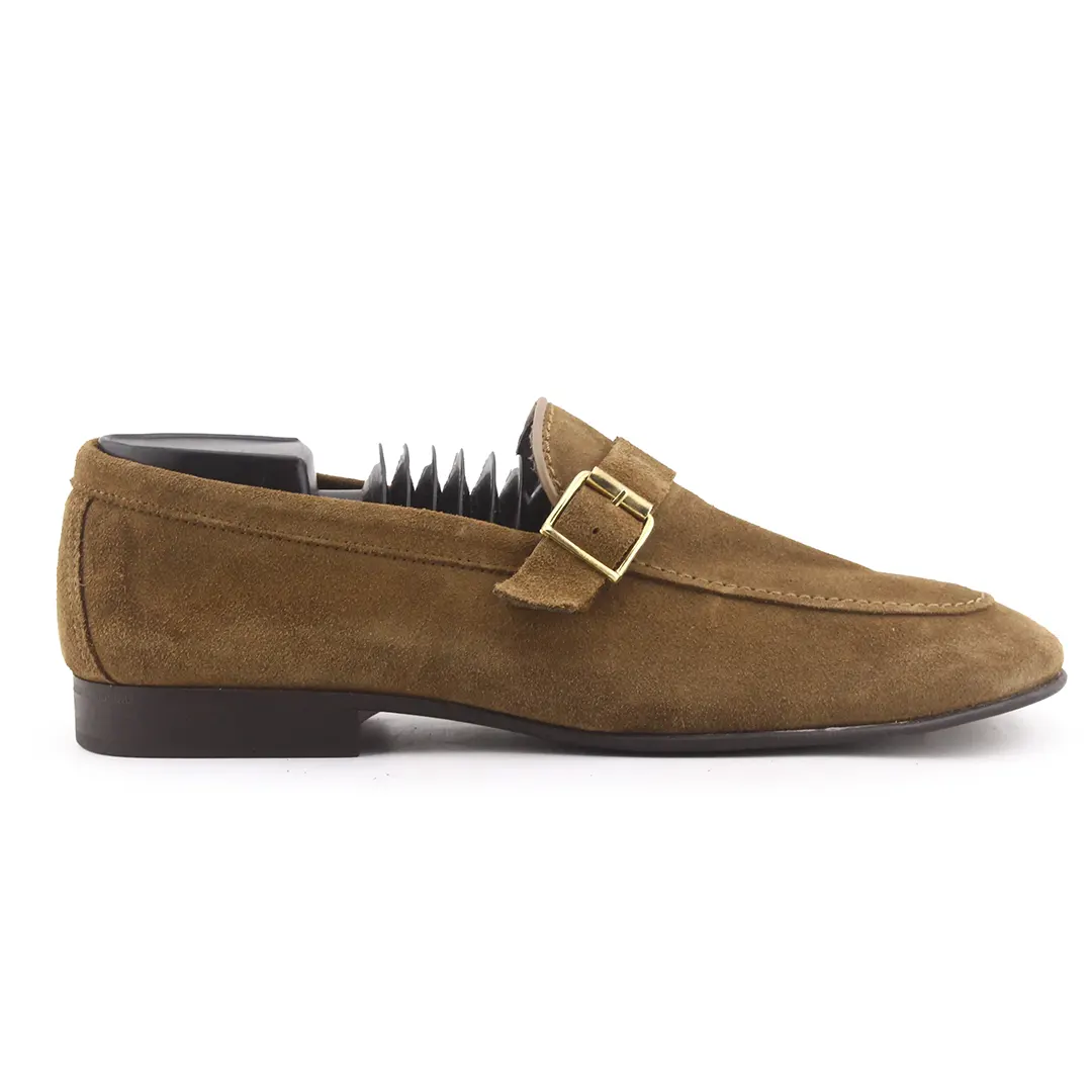 Zara Suede Buckle Strap Loafers