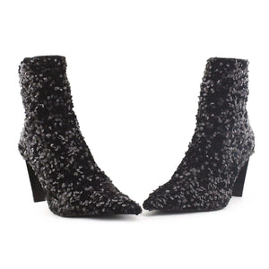 Zara Zipper Block Heels Ankle Boots | Textile - sundaybazar