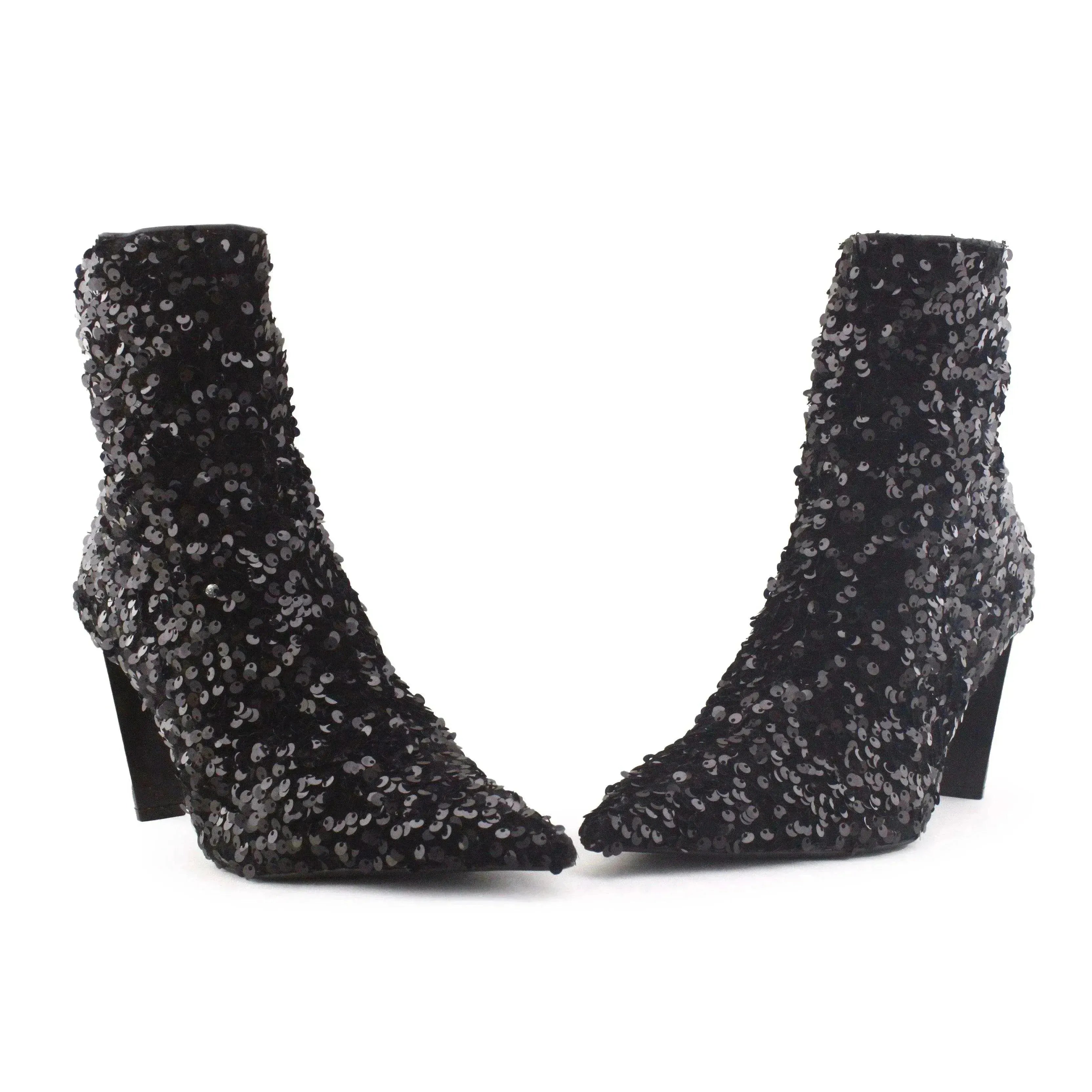 Zara Zipper Block Heels Ankle Boots | Textile - sundaybazar