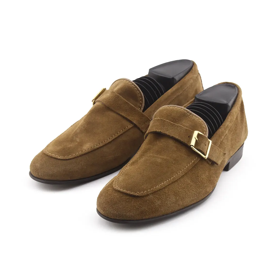 Zara Suede Buckle Strap Loafers