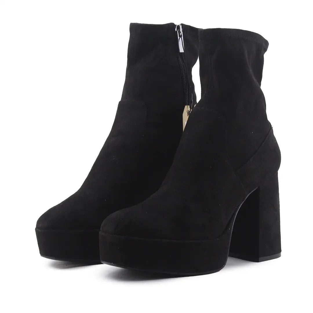 Bershka Zipper Suede Ankle Boot