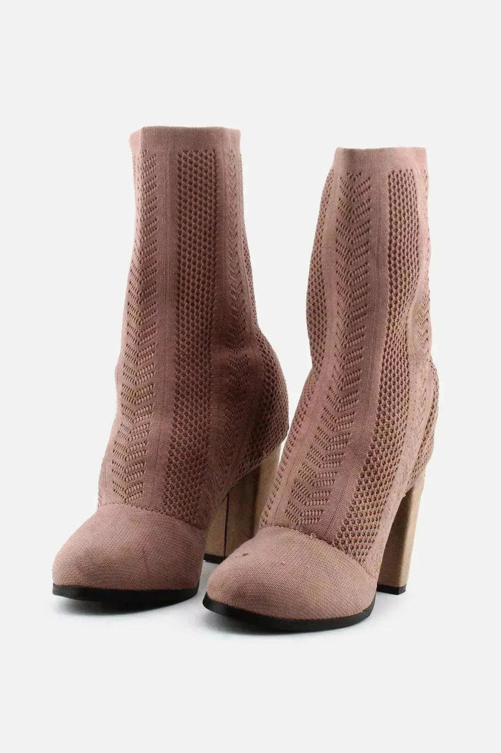 European Brand Block Ankle Boots | Textile - sundaybazar
