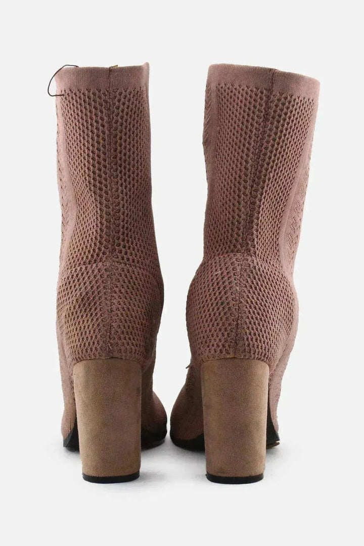 European Brand Block Ankle Boots | Textile - sundaybazar