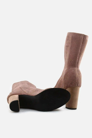 European Brand Block Ankle Boots | Textile - sundaybazar