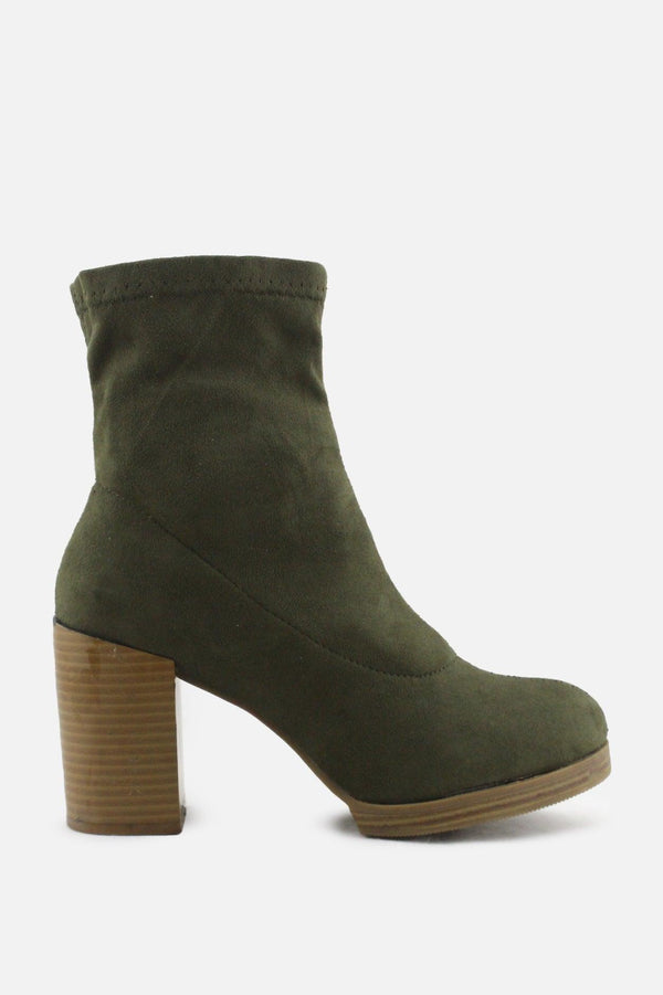 European Brand Block Heels Sock Boots | Suede