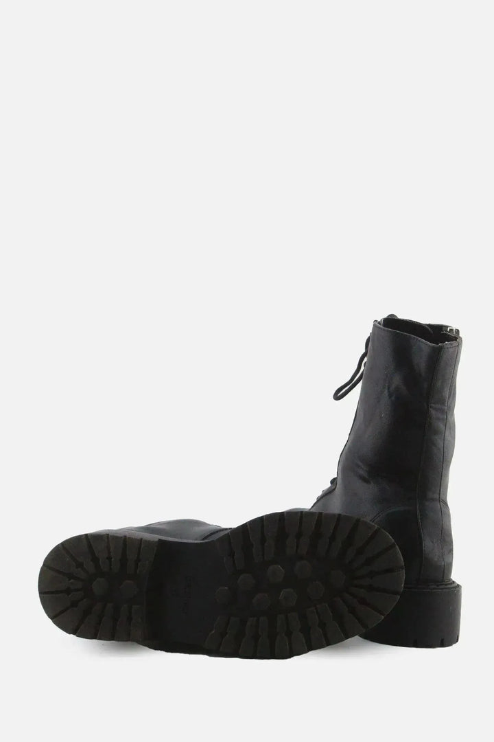 Bershka Zipper Laces Combat Ankle Boots | 100% Authentic Leather - sundaybazar