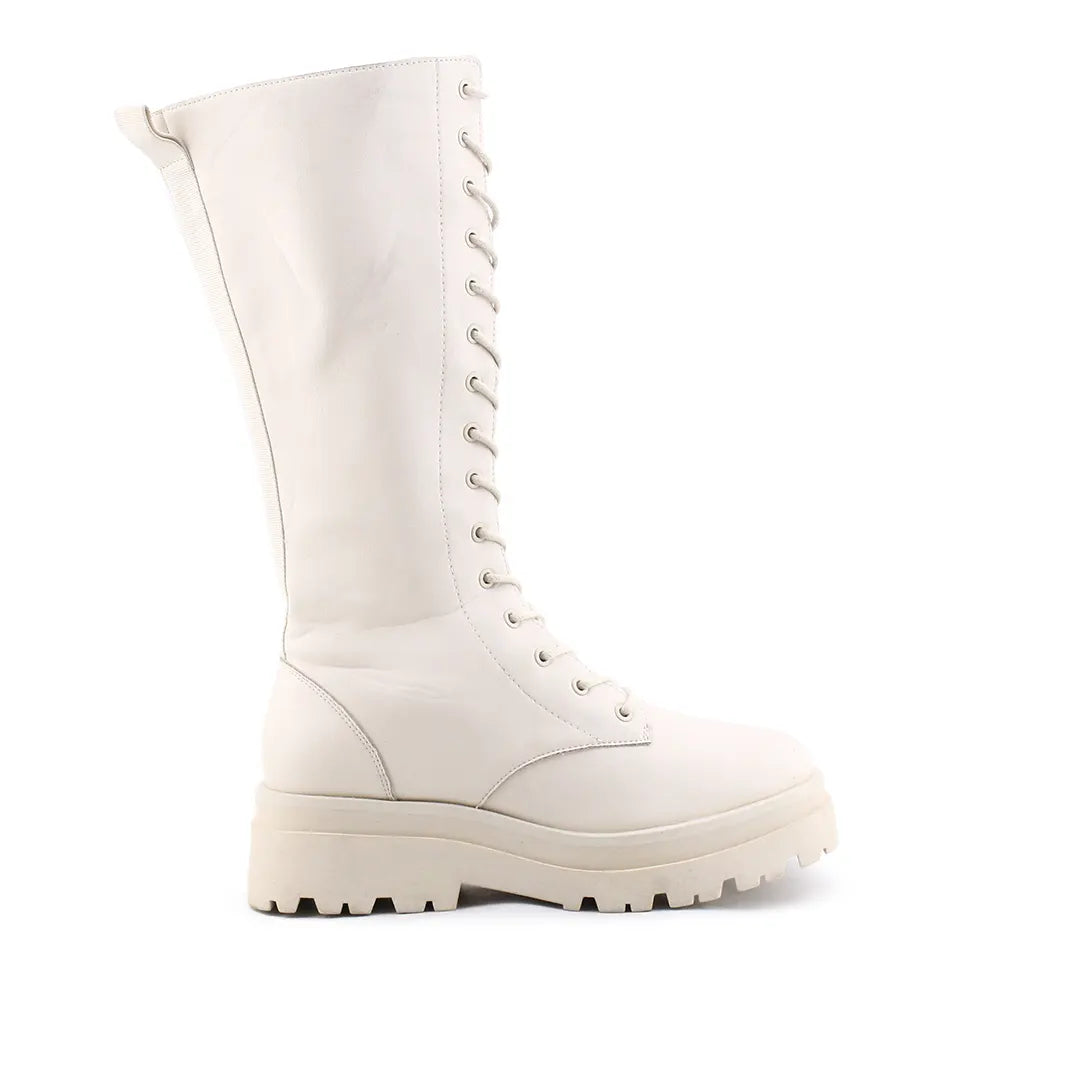 Stradivarius Zipper Lace Up Knee High Boot | 100% Authentic Leather