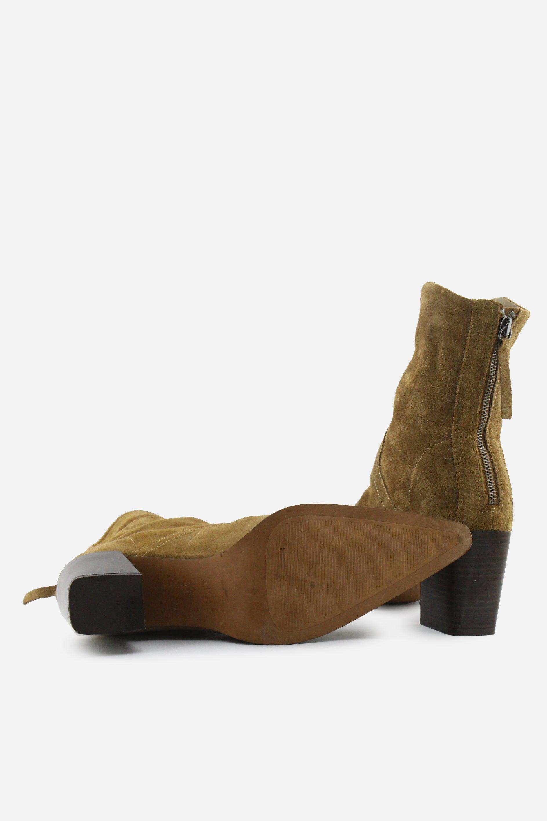 Zara Zipper Block Ankle Boots | Suede - sundaybazar