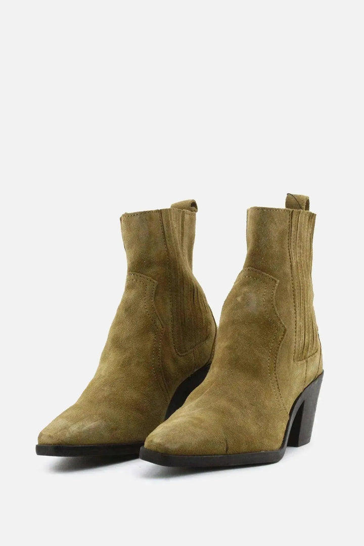Zara Stretchable Block Ankle Boots | Suede - sundaybazar