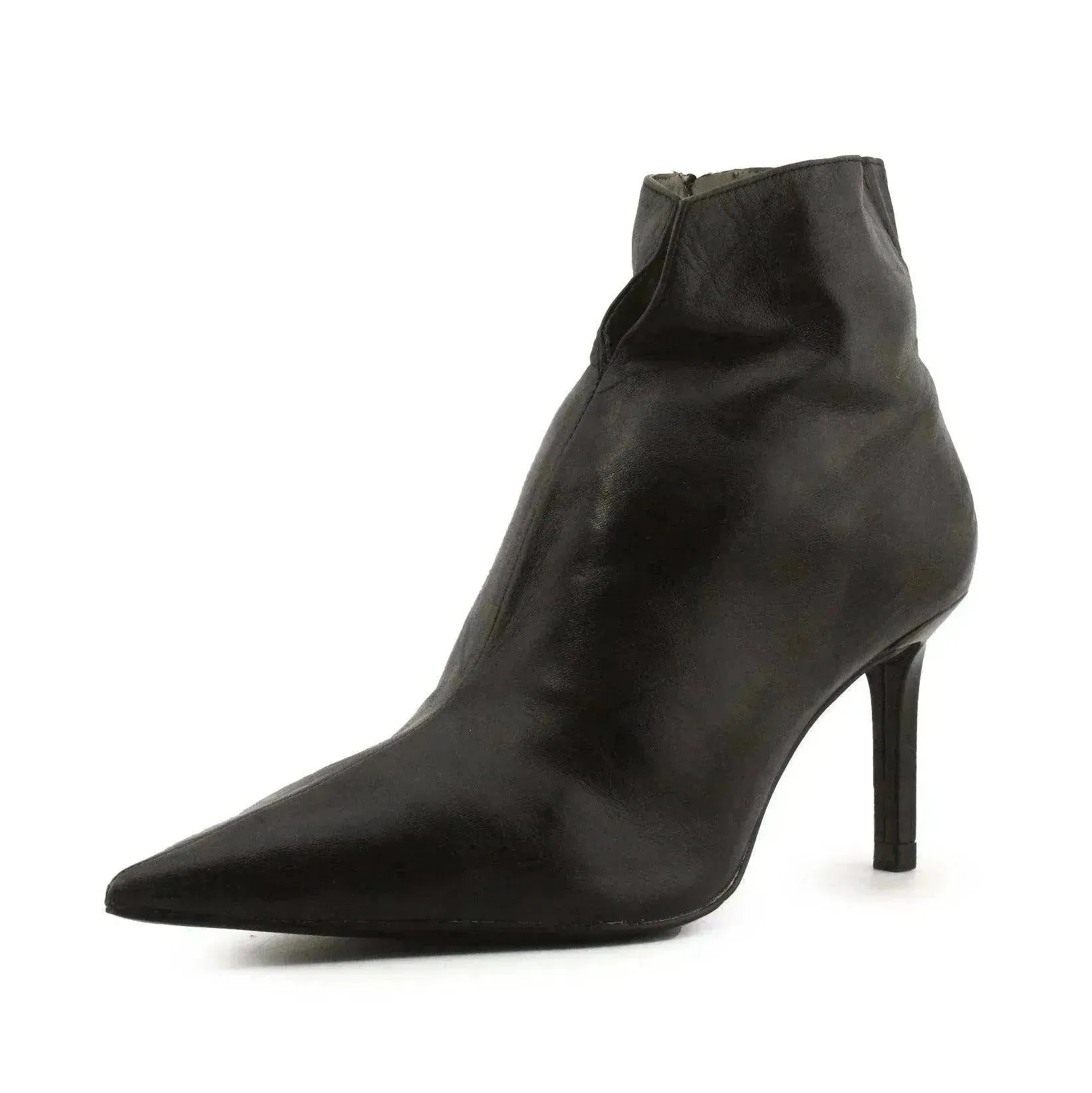 Zara Zipper Stilettos Heels Ankle Boots| 100% Authentic Leather - sundaybazar