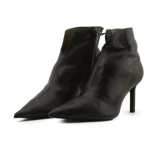 Zara Zipper Stilettos Heels Ankle Boots| 100% Authentic Leather - sundaybazar