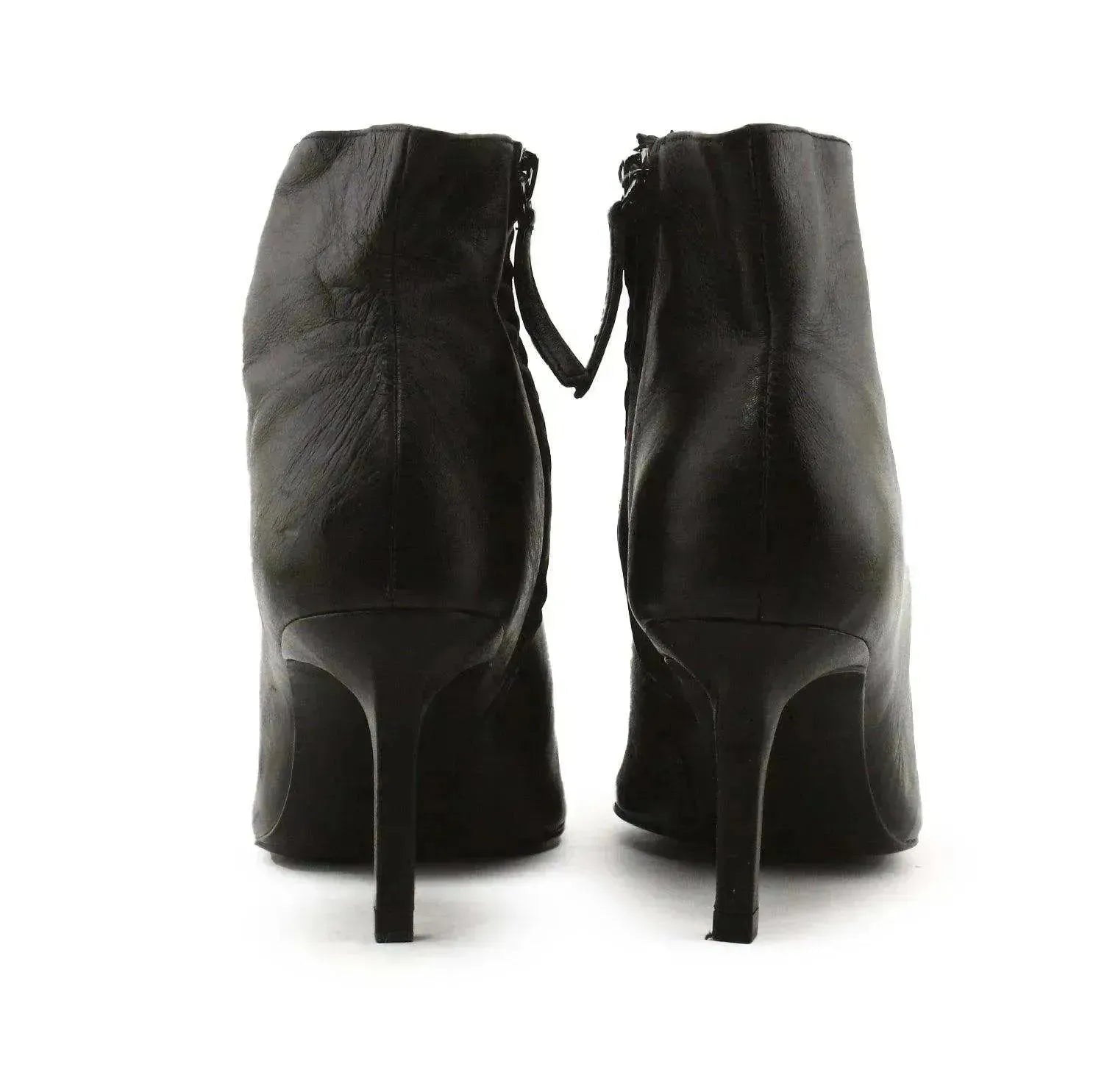 Zara Zipper Stilettos Heels Ankle Boots| 100% Authentic Leather - sundaybazar