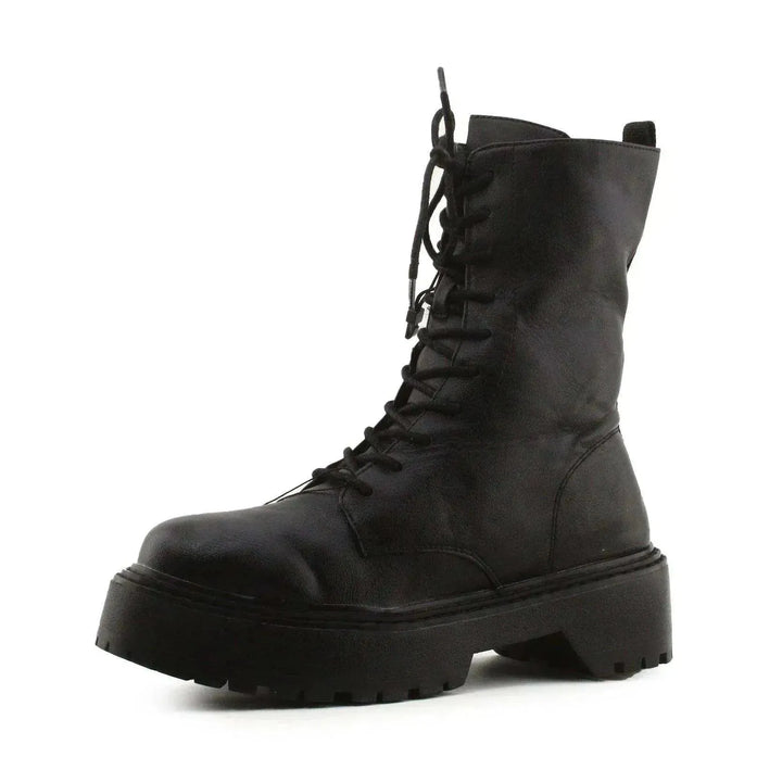 Pull & Bear Zipper Combat Boots | 100% Authentic Leather - sundaybazar