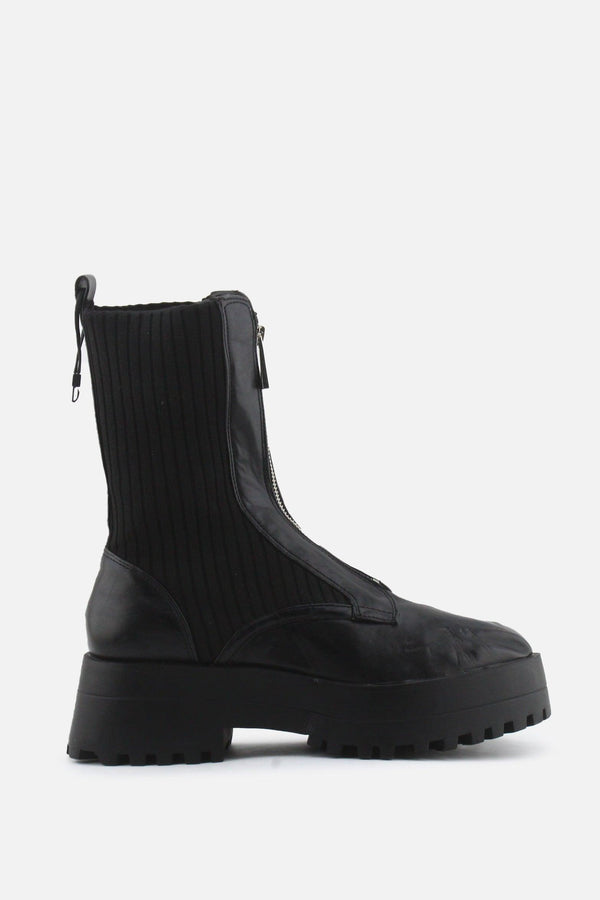 Zara Zipper Sock Combat Ankle Boots | 100% Authentic Leather