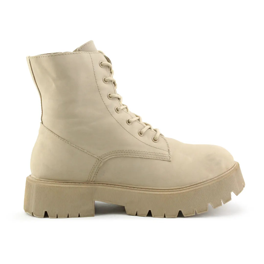 Bershka Zipper Lace Up Ankle Boot | 100% Authentic Leather