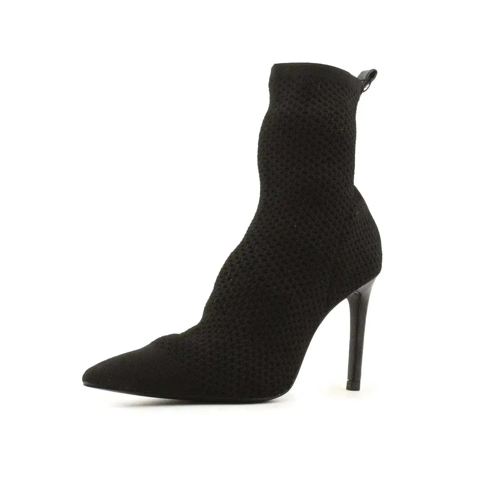 Zara Stilettos Heels Knitted Ankle Boots | 100% Authentic Leather - sundaybazar
