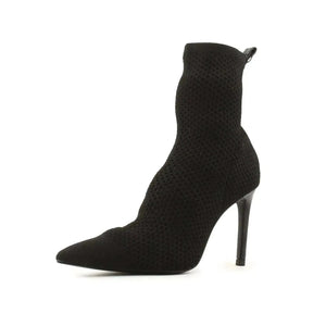 Zara Stilettos Heels Knitted Ankle Boots | 100% Authentic Leather - sundaybazar