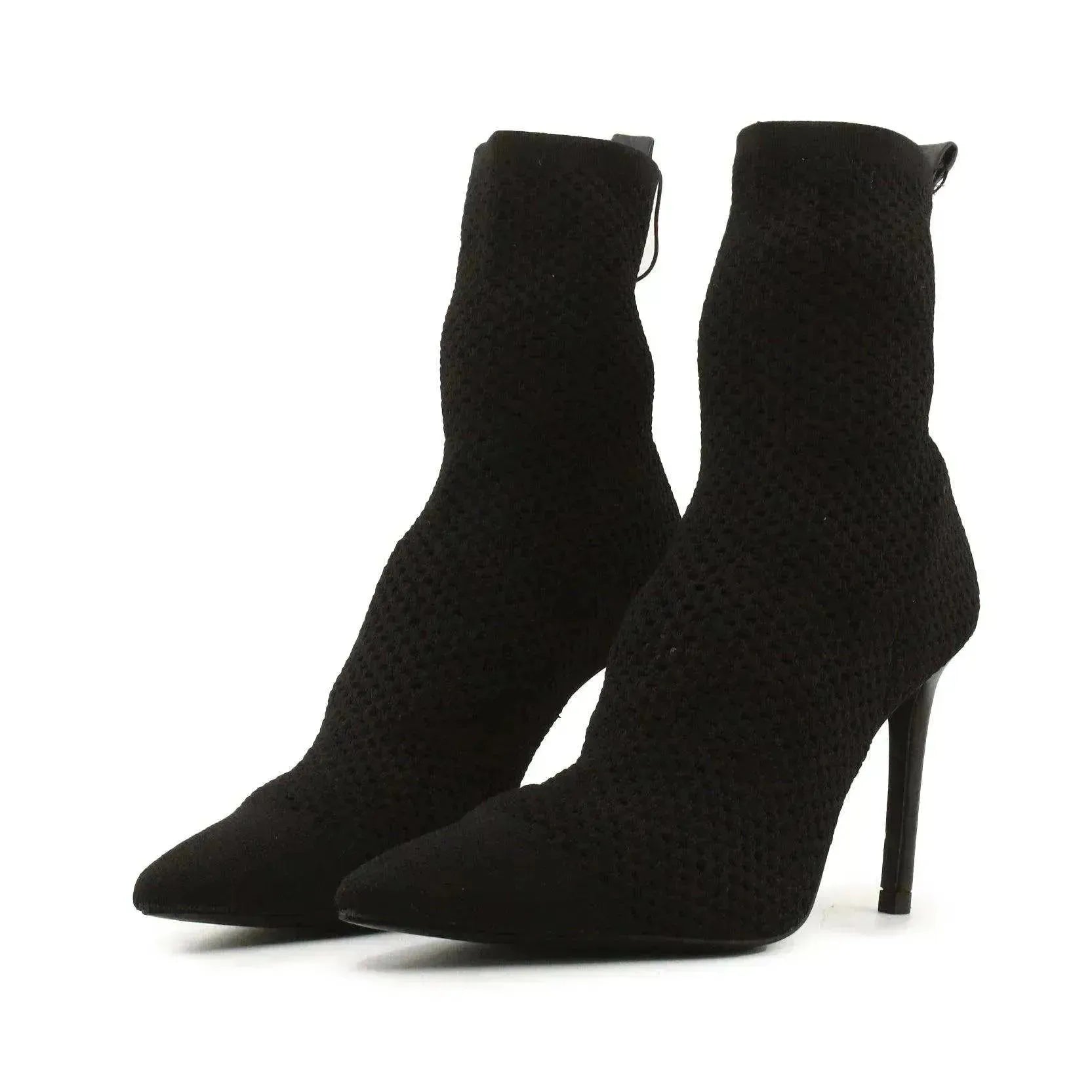 Zara Stilettos Heels Knitted Ankle Boots | 100% Authentic Leather - sundaybazar