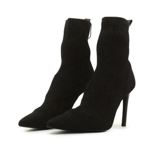Zara Stilettos Heels Knitted Ankle Boots | 100% Authentic Leather - sundaybazar