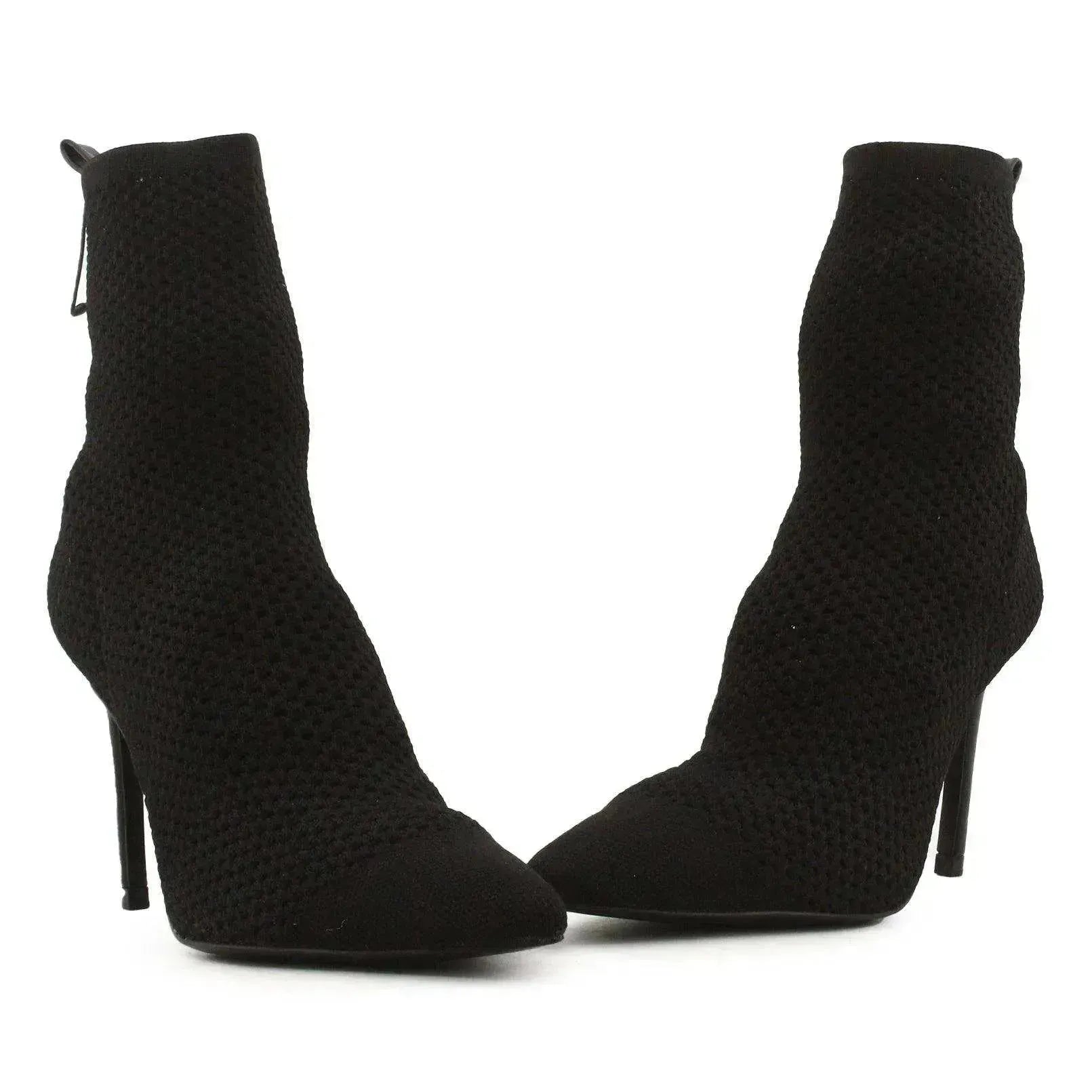 Zara Stilettos Heels Knitted Ankle Boots | 100% Authentic Leather - sundaybazar