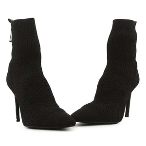 Zara Stilettos Heels Knitted Ankle Boots | 100% Authentic Leather - sundaybazar