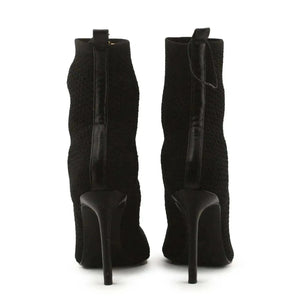 Zara Stilettos Heels Knitted Ankle Boots | 100% Authentic Leather - sundaybazar
