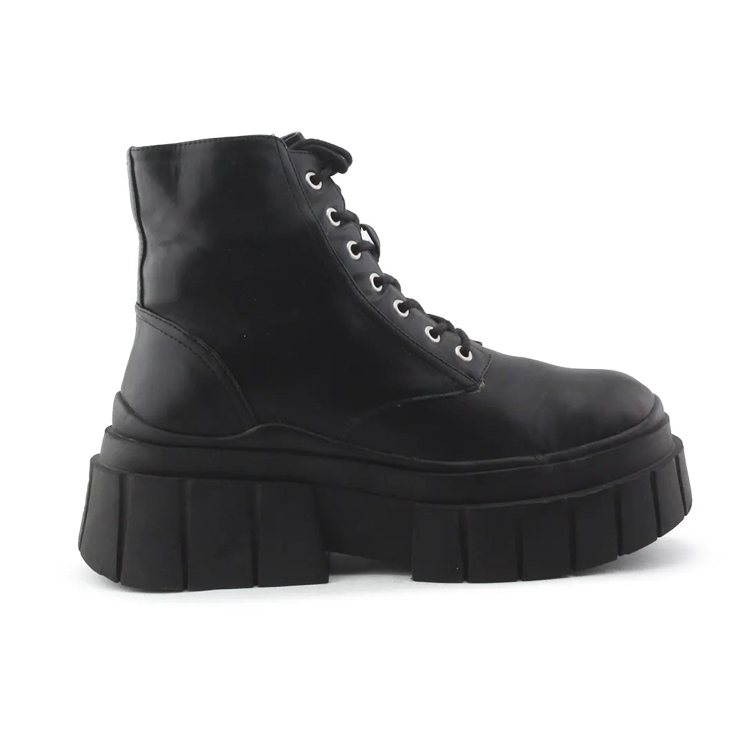 Bershka Zipper Lace Up Ankle Boot | 100% Authentic Leather