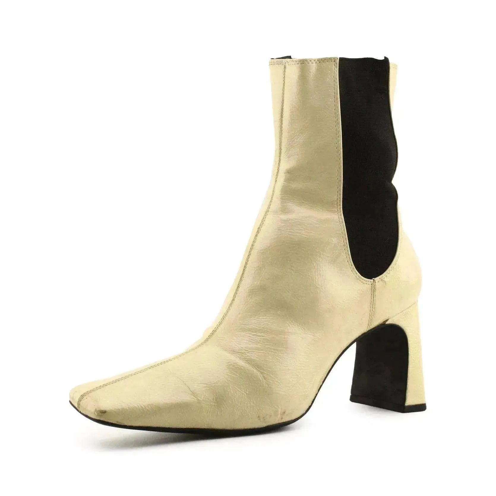 Zara Stretchable Block Heels Ankle Boots | 100% Authentic Leather - sundaybazar