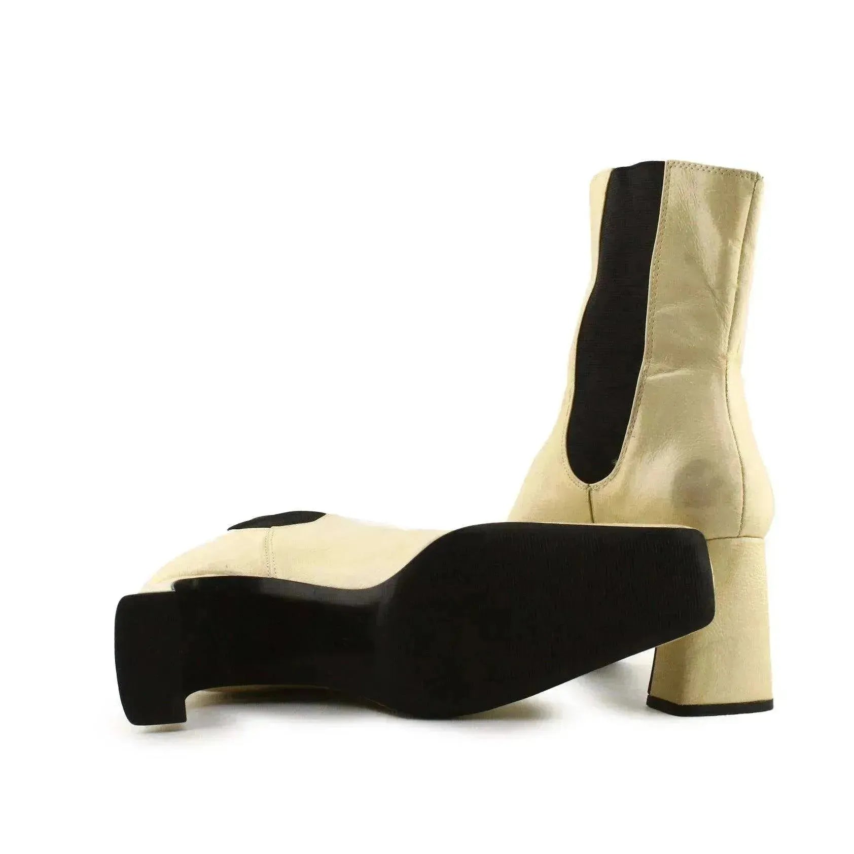 Zara Stretchable Block Heels Ankle Boots | 100% Authentic Leather - sundaybazar
